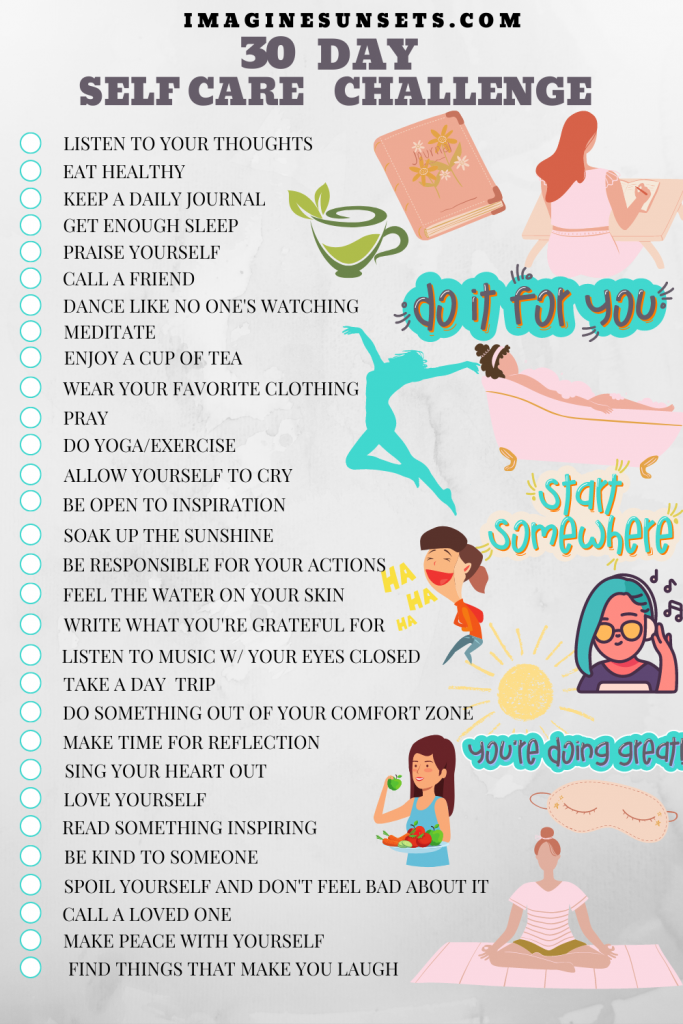 30 day self care challenge checklist
